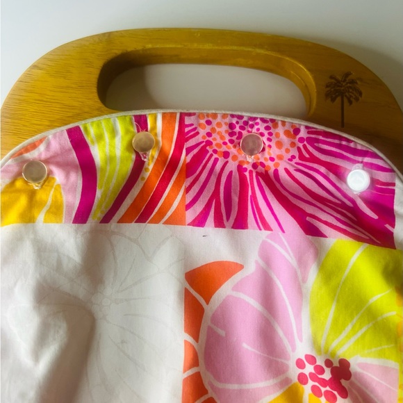 Lilly Pulitzer Floral Tote with Wooden Handle - Picture 3 of 11